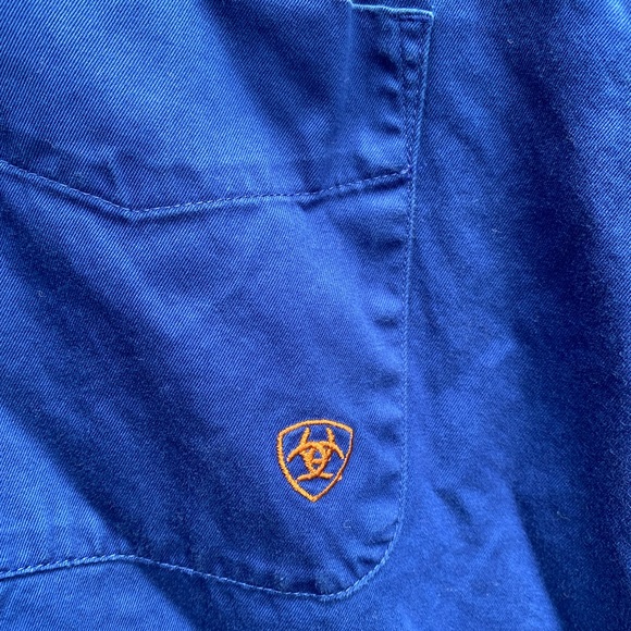 Ariat Men's Blue Cotton Collared Long Sleeve Casual Button-Up Shirt Small EUC - Picture 3 of 5